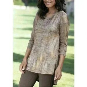 Soft Surroundings Royale Gold Metallic Long Sleeve Tunic Top